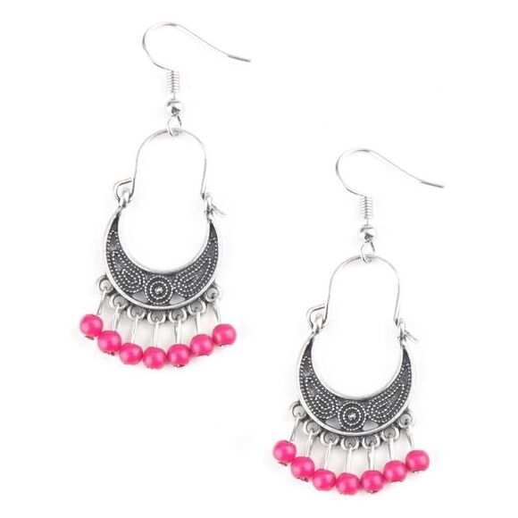 Paparazzi Hopelessly Houston - Pink Earrings - Picture 1 of 2